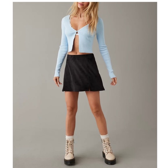 Lager 157 Hilja Ribbed Knit Open Front Single Button Long Sleeve Cropped Top New - Picture 7 of 15